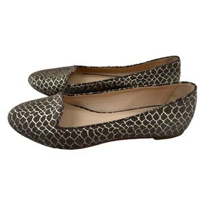 LOEFFLER RANDALL Taupe and Gold Metallic Leather Suede Slip On Shoes 6